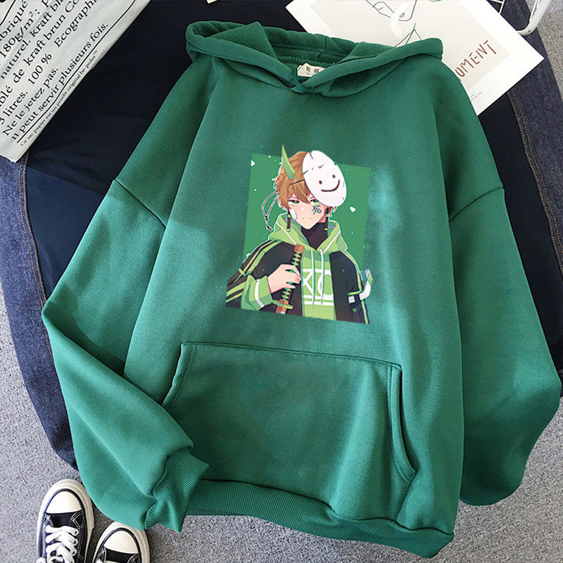 Damen Kapuzenpullover mit geprintetem Manga-Motiv und weichem Fleece-Innenfutter – Auréline