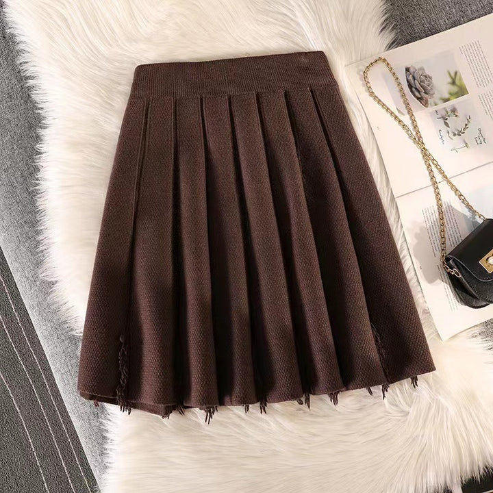 Damen Eleganter Plissee-Rock mit feinem Strickdesign Echo Archiv