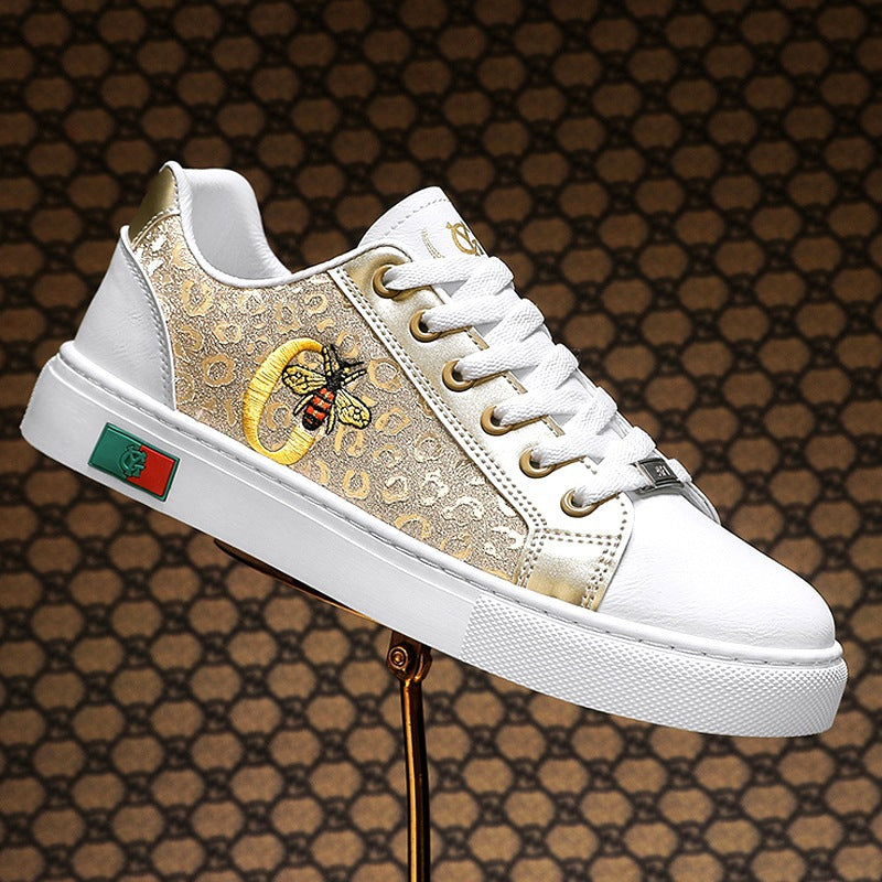 Damen modische Plateausneaker mit gestickter Bienenapplikation und dezenter Animalprägung Echo Archiv
