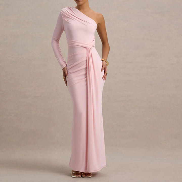 Damen Elegantes schulterfreies Maxikleid mit geschwungenem Rüschendesign Echo Archiv