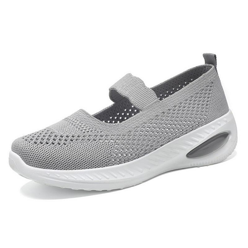 Damen nan atmungsaktiver Strick-Mary-Jane-Sneaker mit elastischem Riemen und sichtbarem Luftkissen-Plateau Echo Archiv