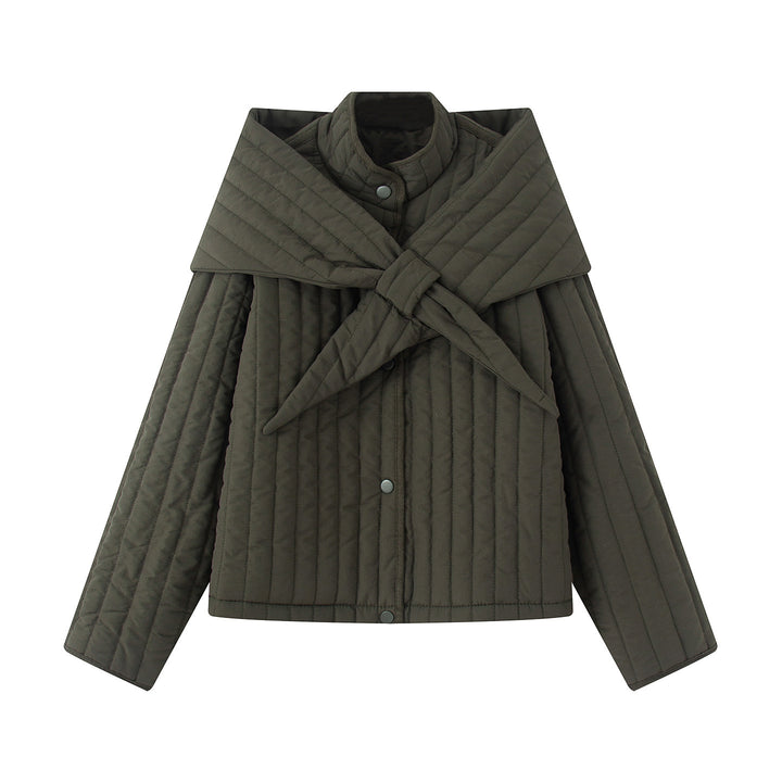 Damen nan gesteppte Jacke mit großem Wickelkragen und Bindeschal Echo Archiv