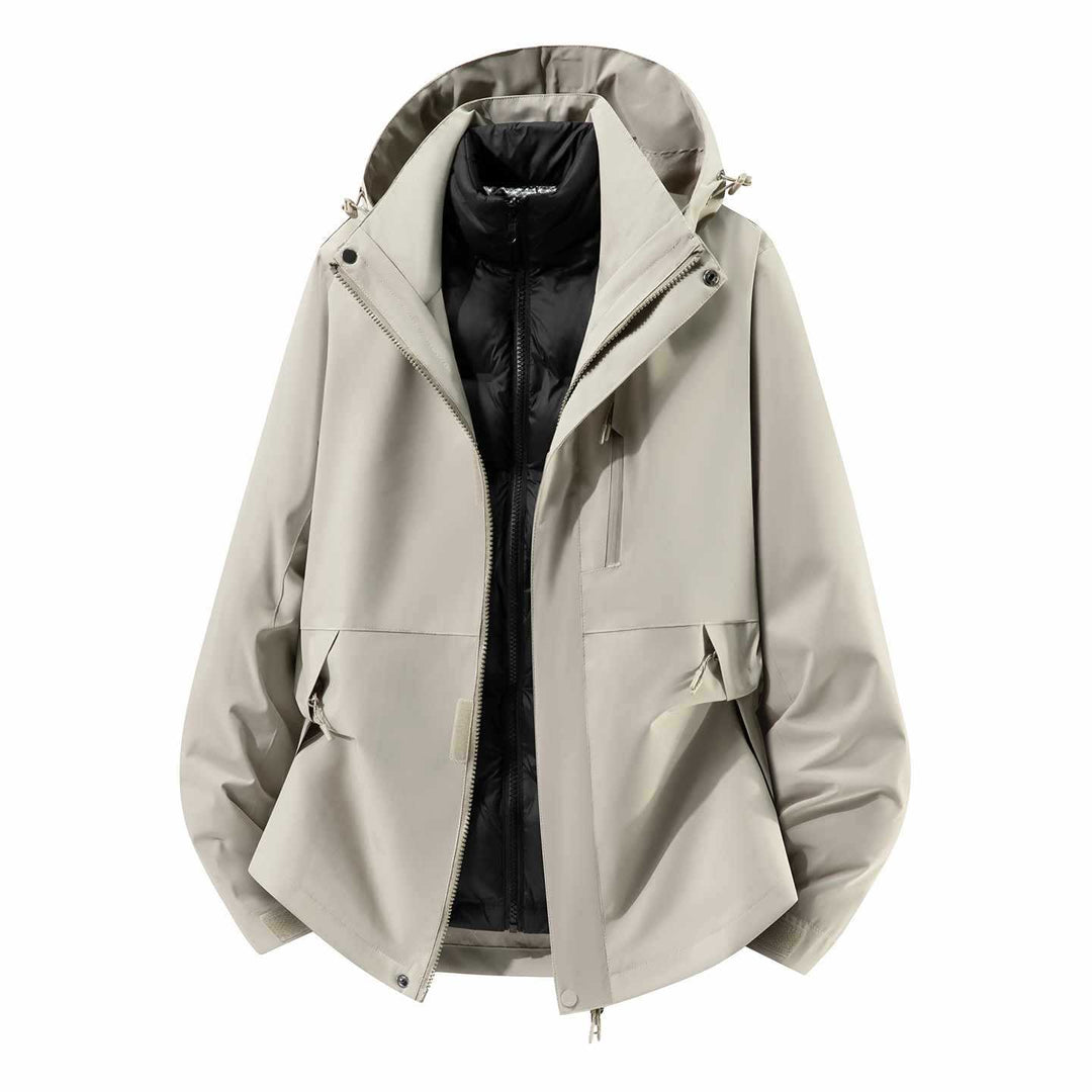 Herren Wasserfeste dreiteilige Winterjacke mit abnehmbarer Daunen-Innenjacke und Kapuze Echo Archiv