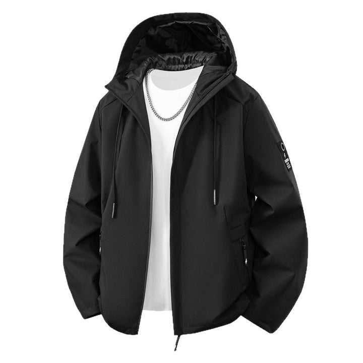 Herren Minimalistische Softshell-Kapuzenjacke mit mattierter Oberfläche, kontrastierenden Besätzen und verdecktem Zwei-Wege-Reißverschluss Echo Archiv