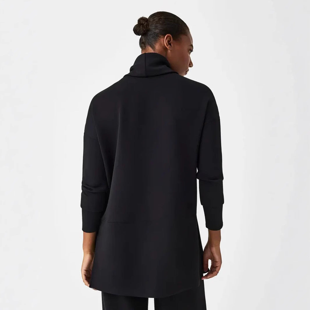 Damen Cozy Funnel Neck Tunika Pullover mit Übergrößen-Schnitt und seitlichen Schlitzen Echoarchiv