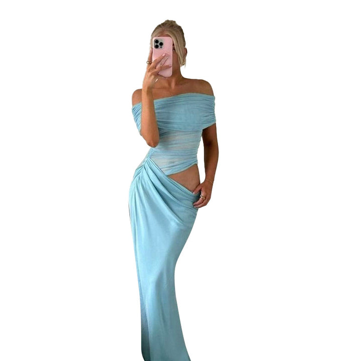 Damen elegantes Off-Shoulder Maxikleid mit figurformendem Wickeldesign Echo Archiv