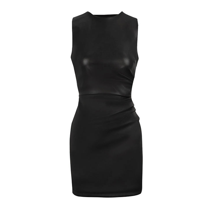 Damen figurbetontes Lederkleid mit elegantem Schnitt und raffinierten Raffungseffekten Echo Archiv