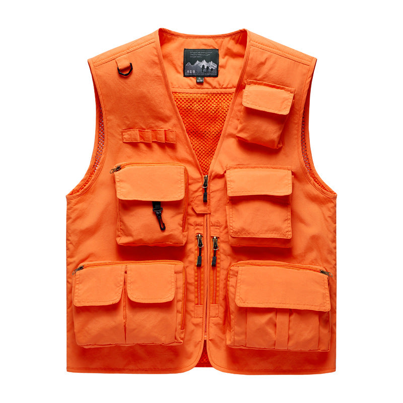 Herren Outdoor-Mehrfachtaschenweste im Anglerstil mit luftiger Mesh‑Rückenpartie und Schnellzugriffstaschen – Marzano
