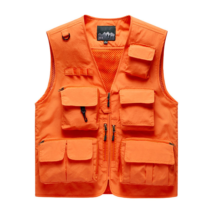 Herren Outdoor-Mehrfachtaschenweste im Anglerstil mit luftiger Mesh‑Rückenpartie und Schnellzugriffstaschen – Marzano