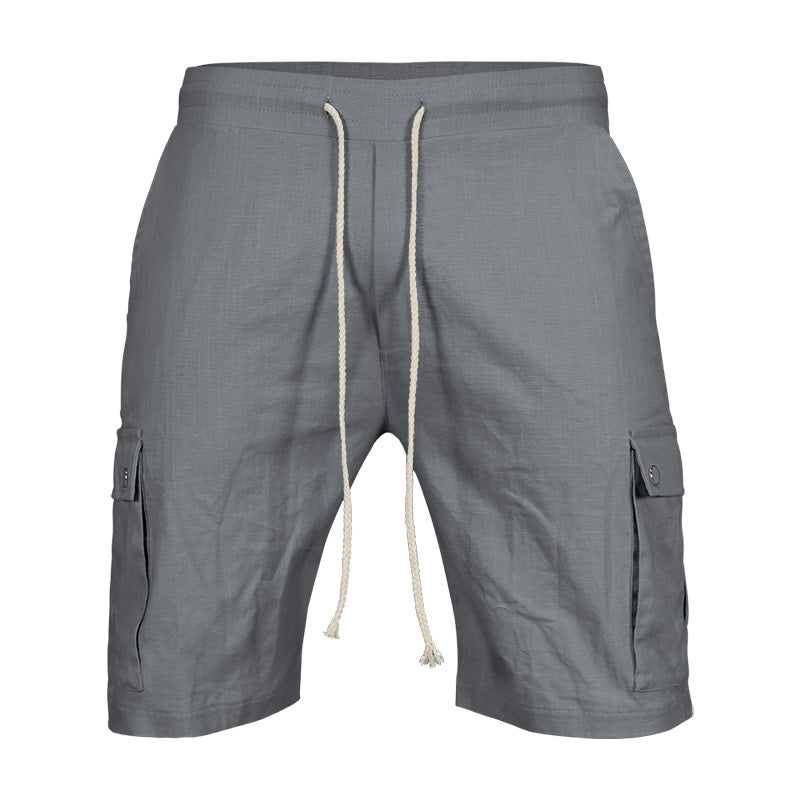 Herren lässige Cargo-Shorts aus leichtem Leinenstoff mit elastischem Bund Echoarchiv