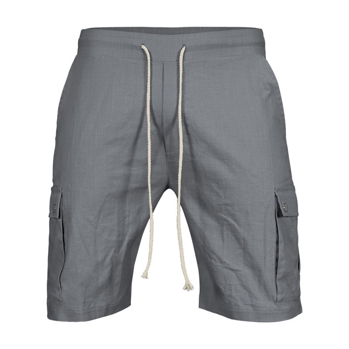 Herren lässige Cargo-Shorts aus leichtem Leinenstoff mit elastischem Bund Echoarchiv