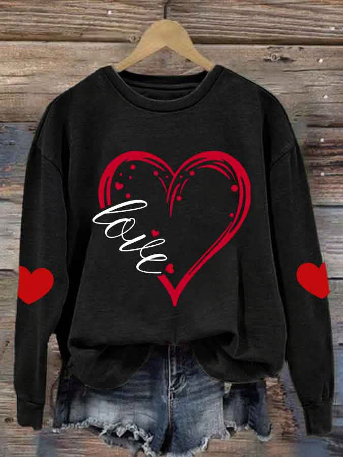 Damen Gemütlicher Pullover mit Herzmotiv Echoarchiv