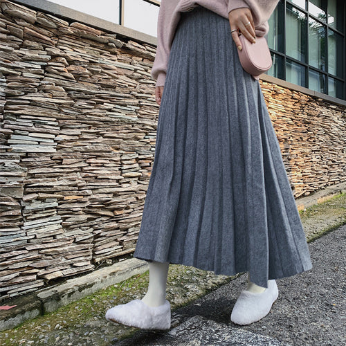 Damen Langer, plissierter Rock aus weichem Material Echo Archiv