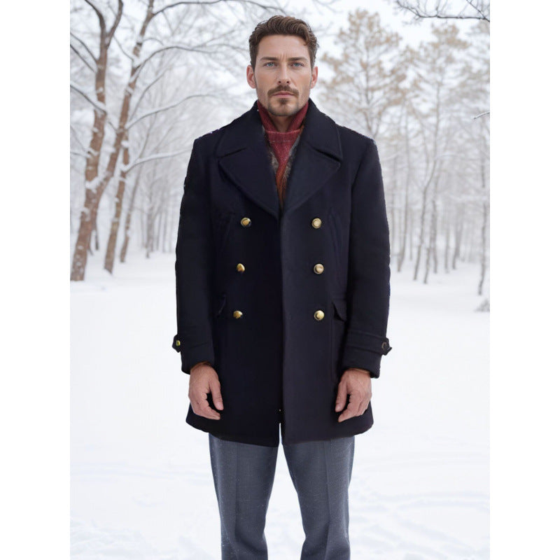 Herren eleganter Doppelt breiter Wintermantel Echoarchiv