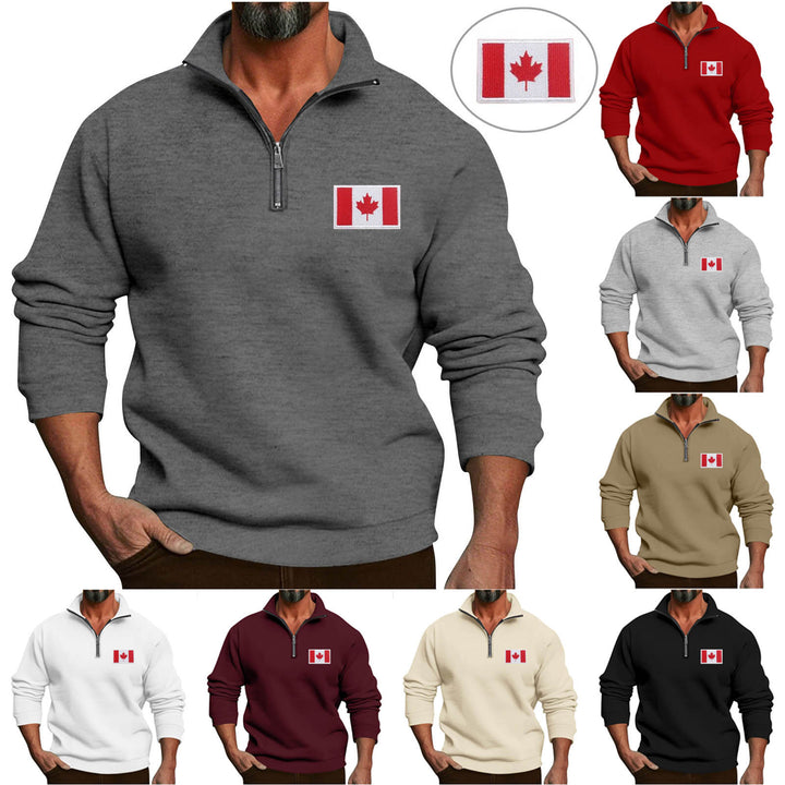 Herren Fleece-Pullover mit Halbreißverschluss und Kanada-Flagge Echoarchiv