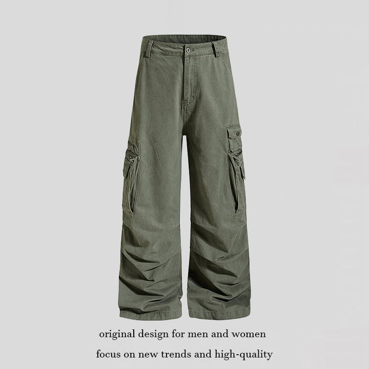 Damen weite High‑Waist Cargo‑Culottehose mit großen Klappentaschen und verstellbarem Saum Echoarchiv