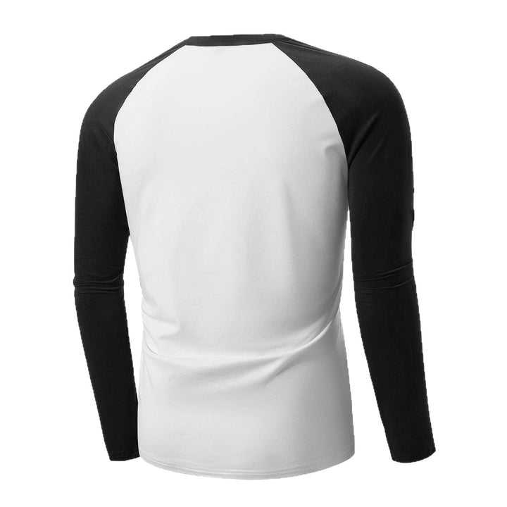 Herren Lässiges Langarm Henley-Shirt mit Kontrastärmeln Echo Archiv