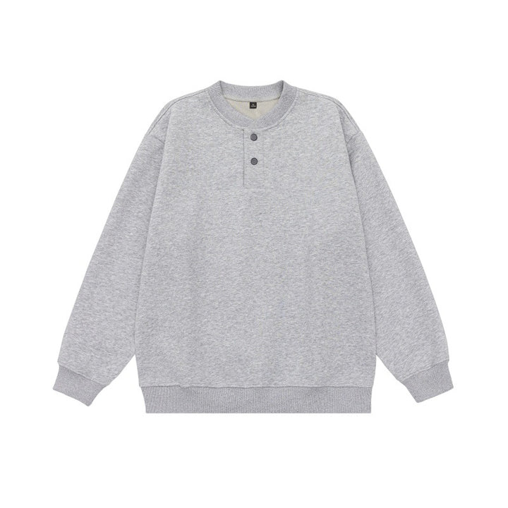 Unisex Weit geschnittenes Sweatshirt mit Halbknopfleiste und gerippten Bündchen Echoarchiv