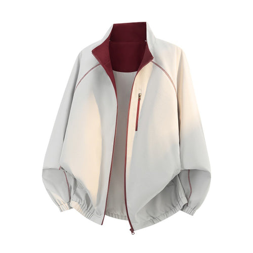 Unisex Oversize Bomberjacke mit Raglanärmeln, kontrastierendem Reißverschluss & Elastbund Echoarchiv