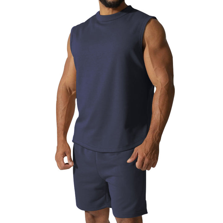 Herren Sportliches ärmelloses Trainingsset mit bequemen Shorts und atmungsaktivem Material Echoarchiv