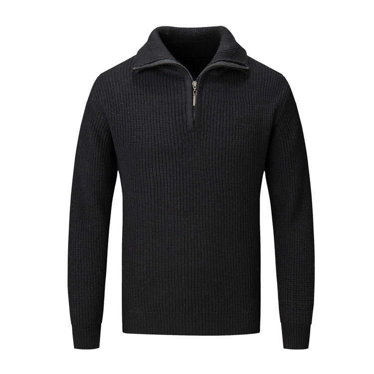 Herren Freizeitpullover mit halbem Reißverschluss und strukturiertem Strickmuster Echoarchiv