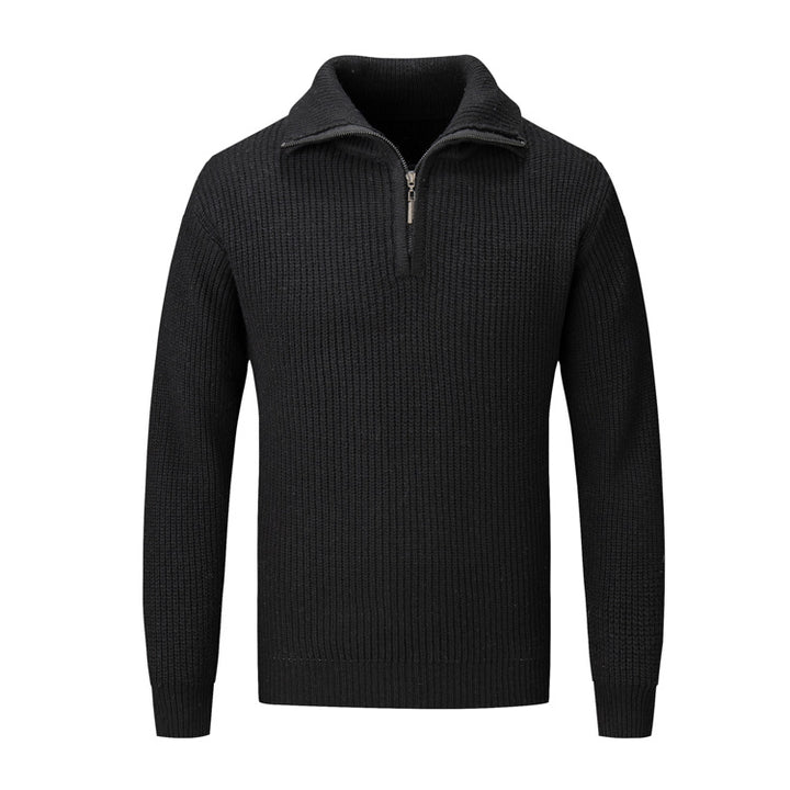 Herren Freizeitpullover mit halbem Reißverschluss und strukturiertem Strickmuster Echoarchiv