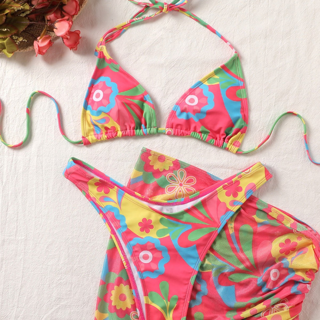 Damen Bikini-Set mit raffinierter Schnürung und floralem Muster Echo Archiv