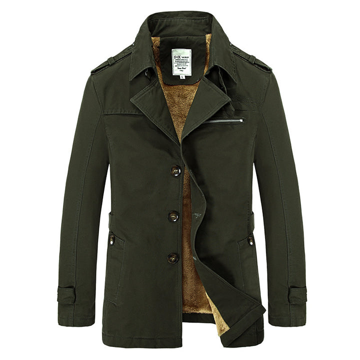 Herren Kurzer Fieldcoat mit Sherpa-Innenfutter, Epauletten und Reißverschluss-Brusttasche – Taviero