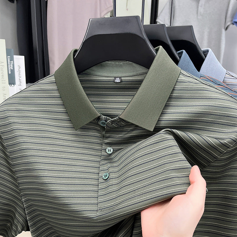 Herren Kurzarm Poloshirt mit innovativem Streifenmuster und atmungsaktiver Technologie Echoarchiv