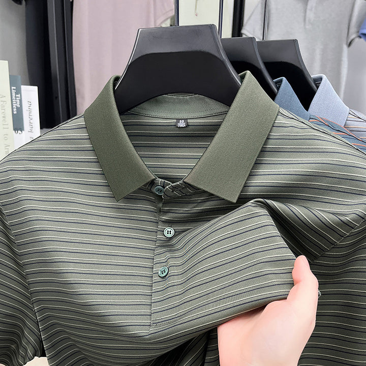 Herren Kurzarm Poloshirt mit innovativem Streifenmuster und atmungsaktiver Technologie Echoarchiv