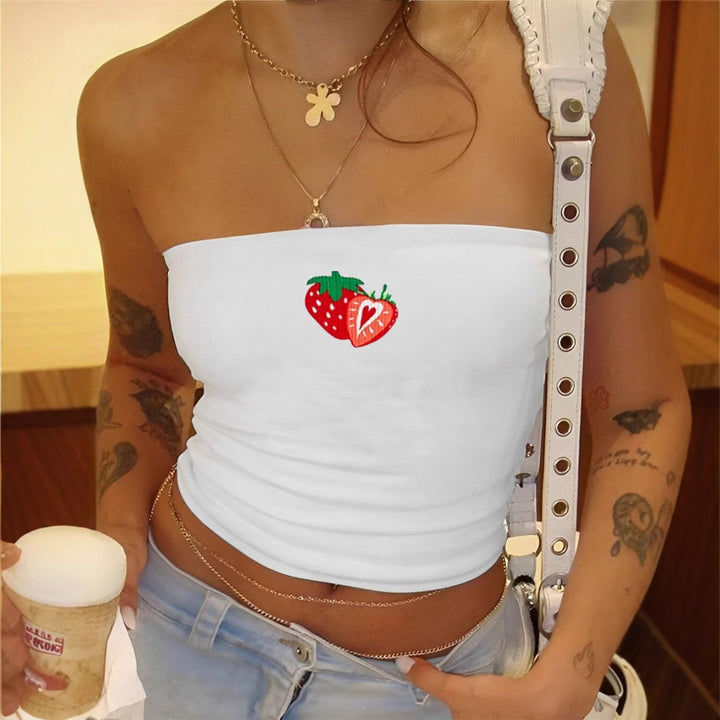 Damen Bandeau-Oberteil mit fruchtigem Motiv und figurbetontem Schnitt Echo Archiv