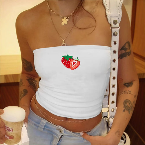 Damen Bandeau-Oberteil mit fruchtigem Motiv und figurbetontem Schnitt Echo Archiv