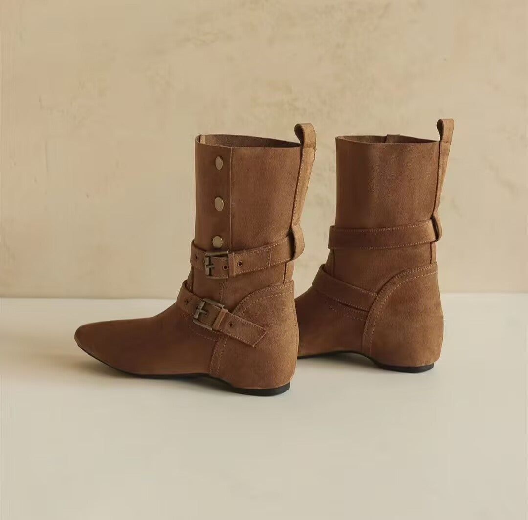Damen Elegante Ankle-Stiefel mit dekorativen Schnallen Echo Archiv