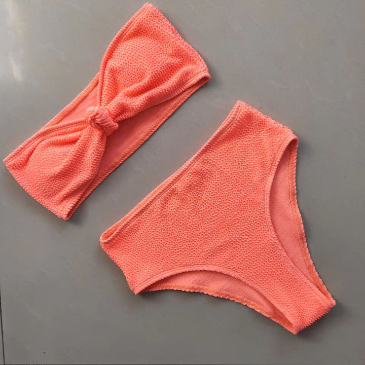 Damen Bandeau-Bikini-Set mit knotenfreiem Oberteil und bequemen Unterteilen Echo Archiv