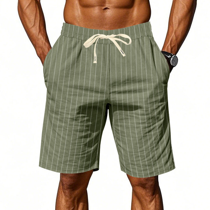 Herren Strandshorts mit vertikalem Streifenmuster und elastischem Kordelzug Echoarchiv