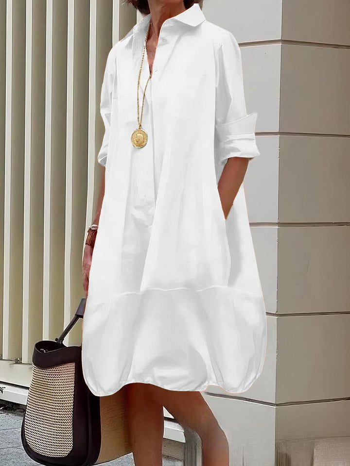 Damen Lässiges Hemdblusenkleid mit weit geschnittenem Saum Echoarchiv