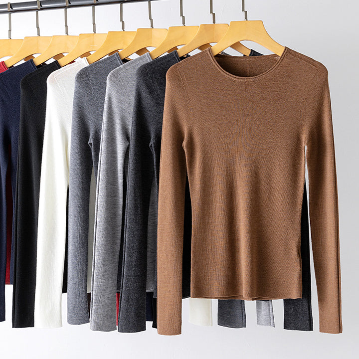 Damen Feiner Feinstrickpullover mit Rundhalsausschnitt und figurnaher Silhouette Echoarchiv