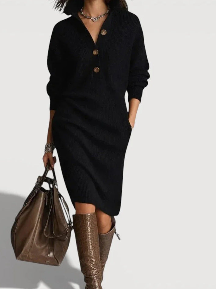 Damen Bequemes Strickkleid mit Knopfdetails – Lunéa