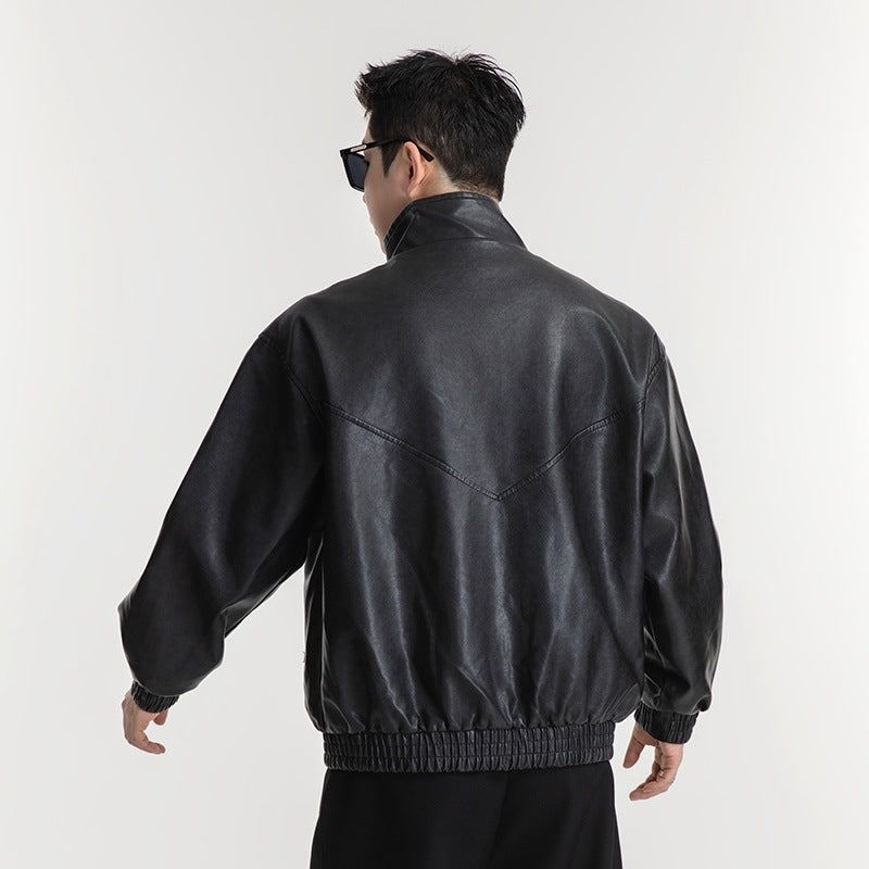 Herren Kunstlederjacke im lässigen Look mit praktischen Pattentaschen Echoarchiv
