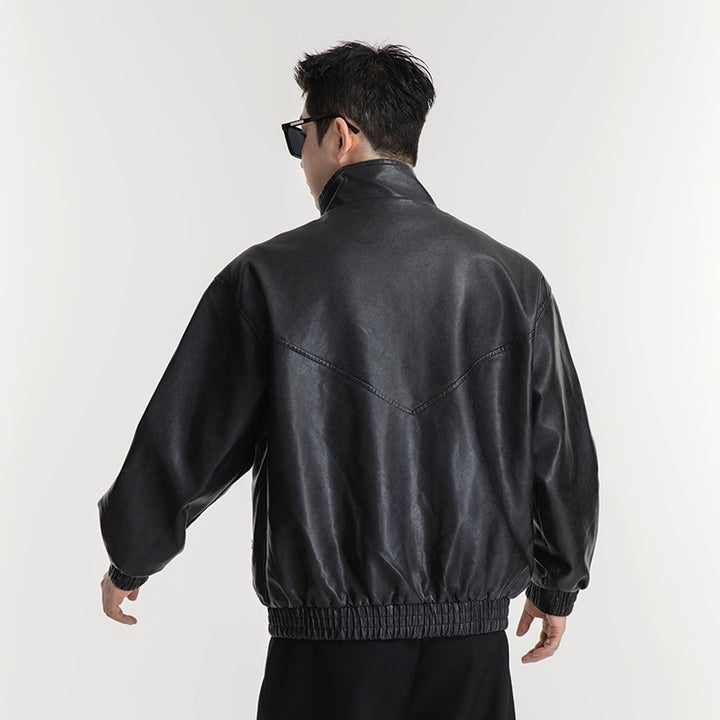 Herren Kunstlederjacke im lässigen Look mit praktischen Pattentaschen Echoarchiv