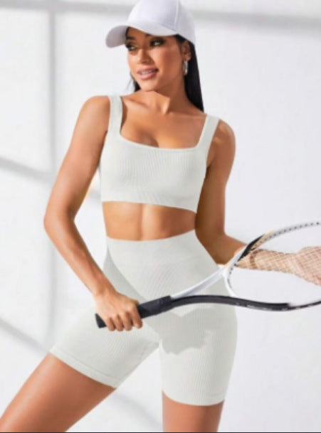 Damen Sportliches Set mit gerafftem Oberteil und hohem Bund Echo Archiv