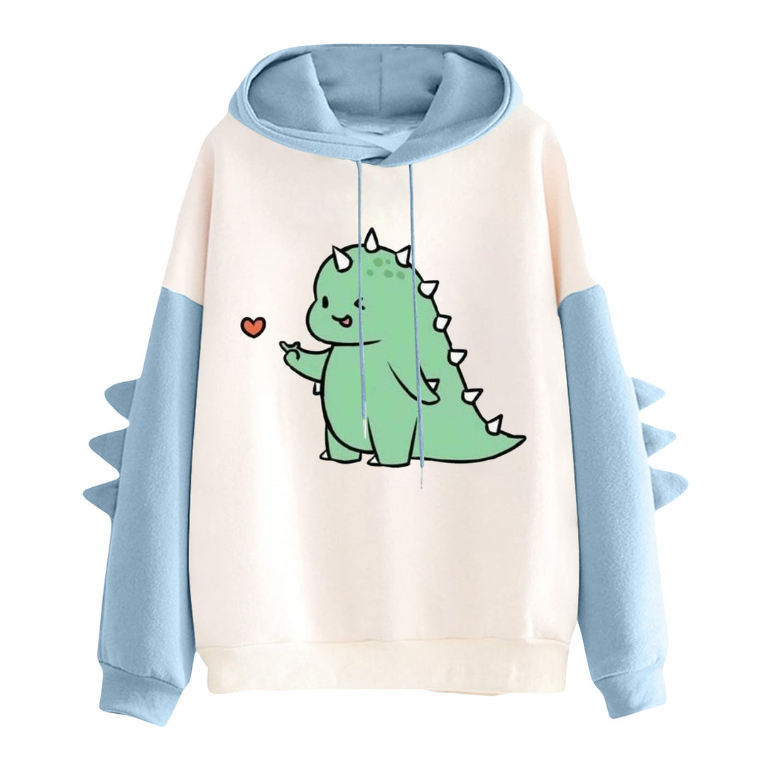 Damen Kapuzenpullover mit niedlichem Dinosaurierprint und dreidimensionalen Stacheln – Auréline