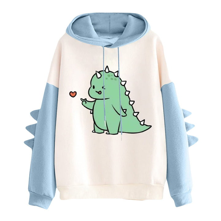 Damen Kapuzenpullover mit niedlichem Dinosaurierprint und dreidimensionalen Stacheln – Auréline