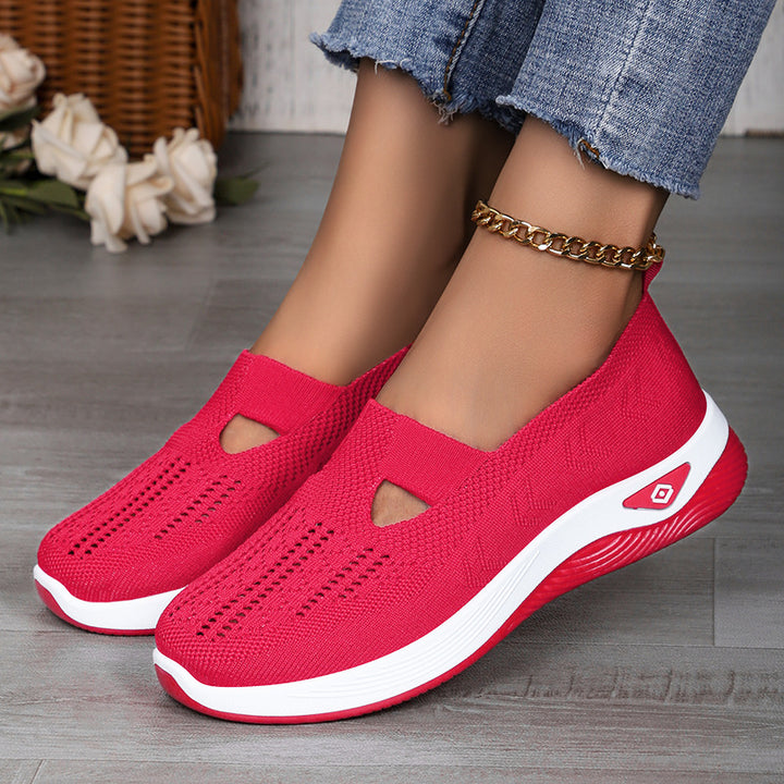Damen nan leichte atmungsaktive Slip-On Sneaker mit elastischem Strickoberteil und orthopädischer Komfortsohle Echo Archiv