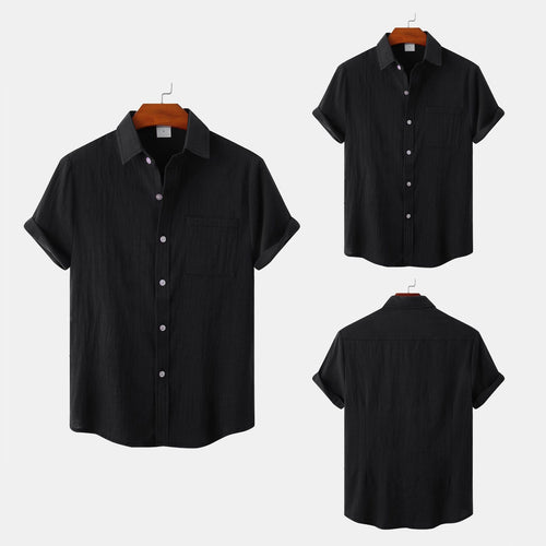 Herren Kurzarmhemd mit lässiger Struktur und praktischer Brusttasche Echoarchiv