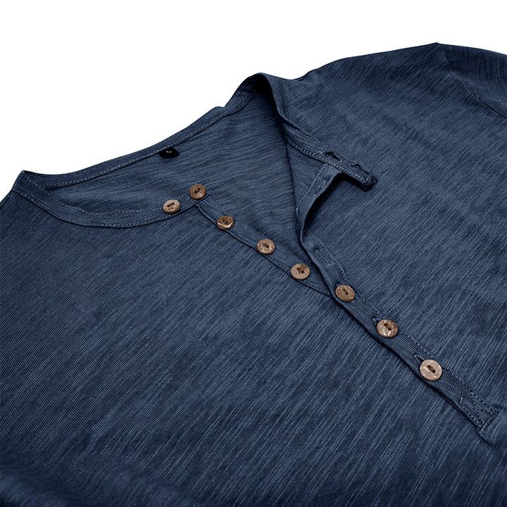 Herren Langarm-Henley-Shirt mit authentischen Knopfdetails Echoarchiv