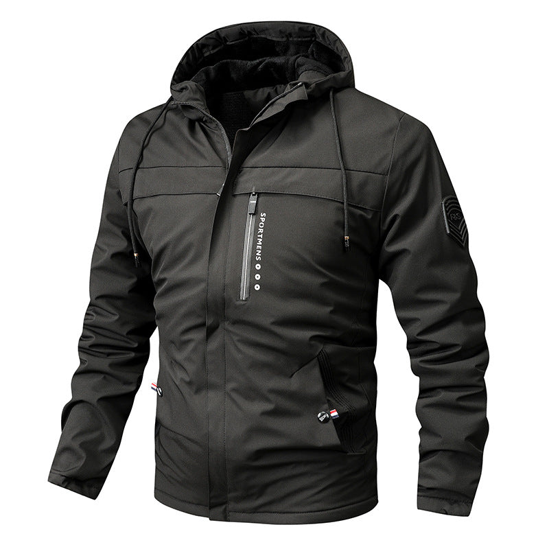 Herren nan winddichte Softshelljacke mit verstellbarer Kapuze, Fleece-Innenfutter und verdeckten Reißverschlusstaschen Echo Archiv