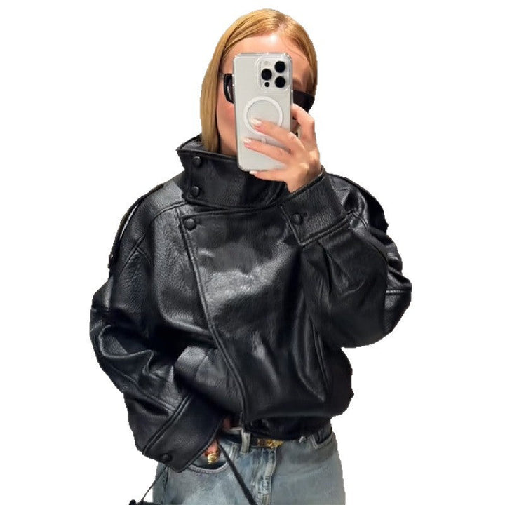 Damen elegante und voluminöse jacke mit Stehkragen Echoarchiv