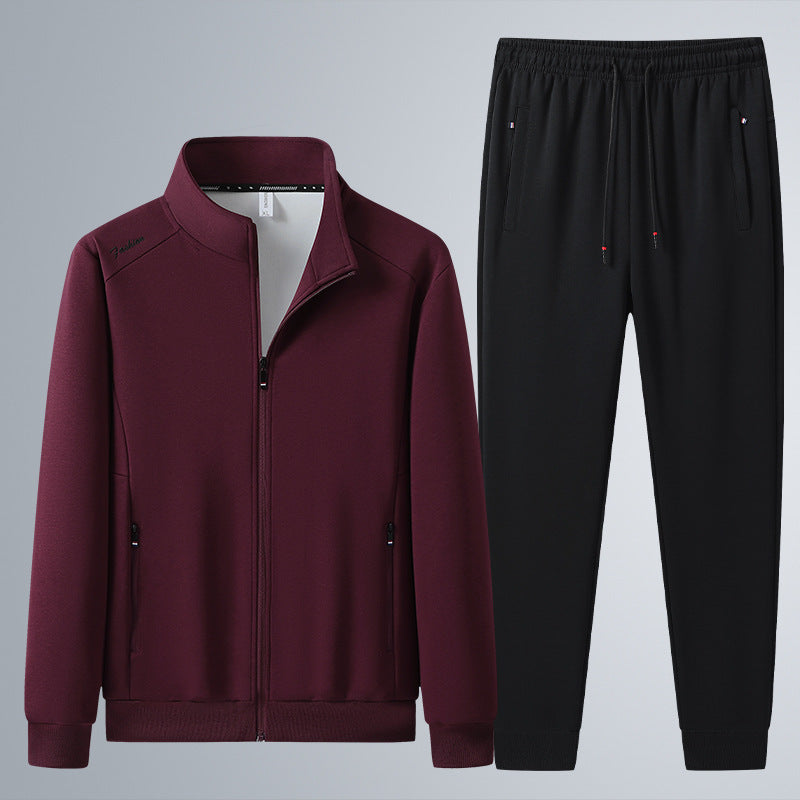 Herren Zweiteiliges Sport-Lounge-Set mit Stehkragen, verdecktem Reißverschluss & Kordelbund Echoarchiv