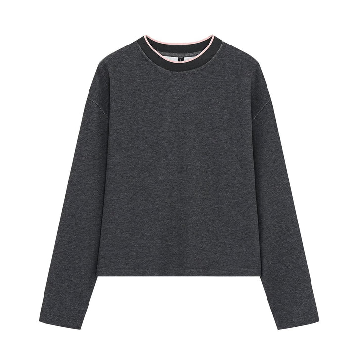 Damen Boxy-Rippstrick-Pullover mit Rundhalsausschnitt Echoarchiv